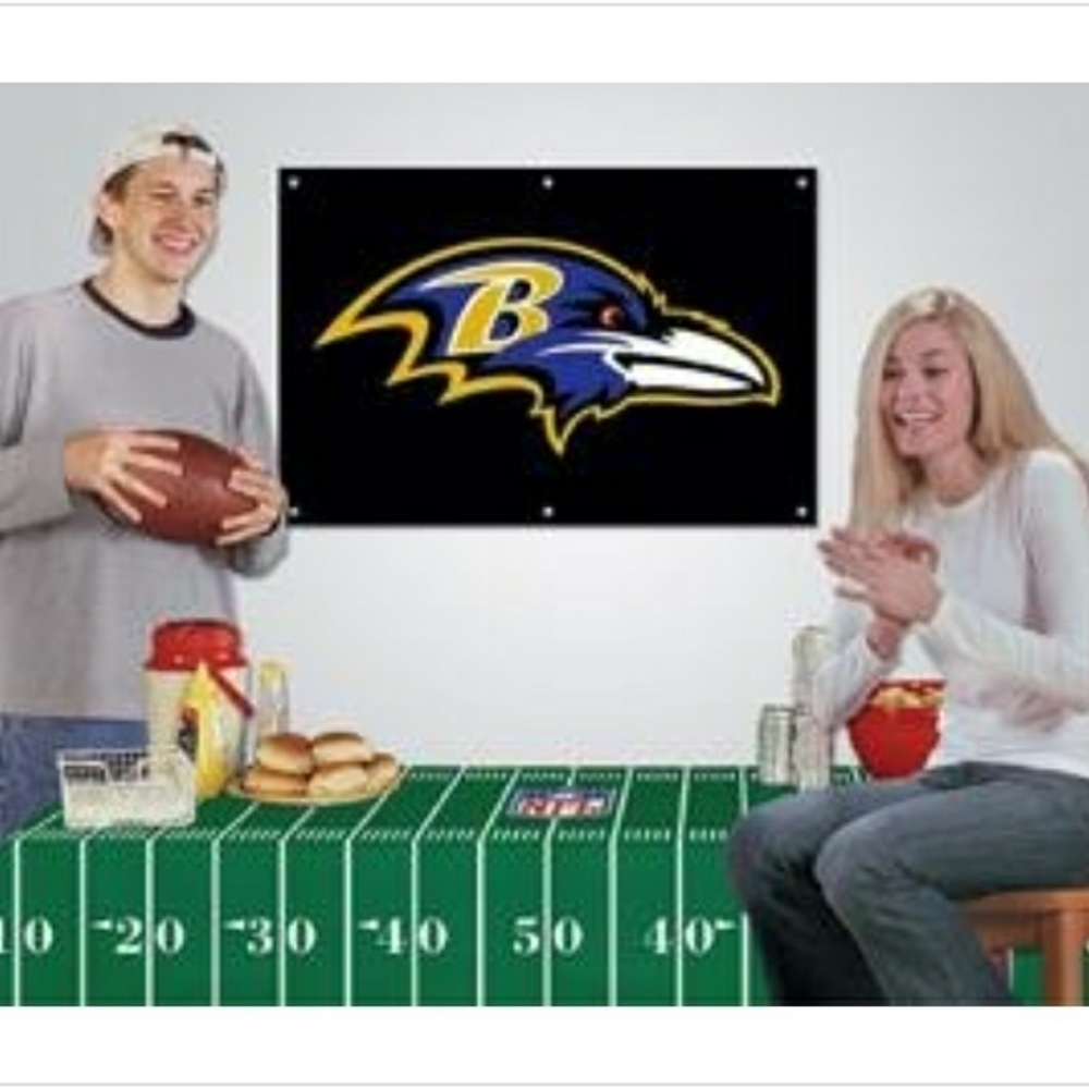 NFL Baltimore Ravens Party Kit Tailgating Big Game Partys Banner and Tablecloth